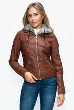 YMI Faux Layered Double-Zipper Jacket with Fuzzy Hood Woman Outerwear