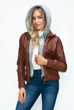 YMI Faux Layered Double-Zipper Jacket with Fuzzy Hood Woman Outerwear