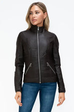 YMI Faux Layered Double-Zipper Jacket with Fuzzy Hood Woman Outerwear