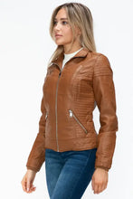 YMI Faux Layered Double-Zipper Jacket with Fuzzy Hood Woman Outerwear