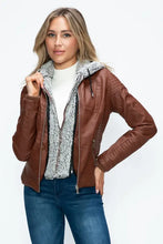 YMI Faux Layered Double-Zipper Jacket with Fuzzy Hood Woman Outerwear