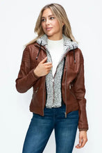 YMI Faux Layered Double-Zipper Jacket with Fuzzy Hood Woman Outerwear