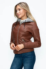 YMI Faux Layered Double-Zipper Jacket with Fuzzy Hood Woman Outerwear