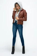 YMI Faux Layered Double-Zipper Jacket with Fuzzy Hood Woman Outerwear