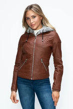 YMI Faux Layered Double-Zipper Jacket with Fuzzy Hood Woman Outerwear