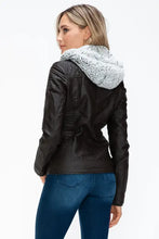 YMI Faux Layered Double-Zipper Jacket with Fuzzy Hood Woman Outerwear