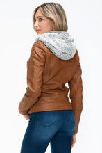 YMI Faux Layered Double-Zipper Jacket with Fuzzy Hood Woman Outerwear