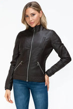 YMI Faux Layered Double-Zipper Jacket with Fuzzy Hood Woman Outerwear
