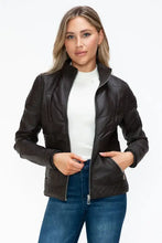 YMI Faux Layered Double-Zipper Jacket with Fuzzy Hood Woman Outerwear