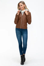YMI Removable Faux Layered Multi-Pocket Jacket with Fuzzy Hood Woman Outerwear