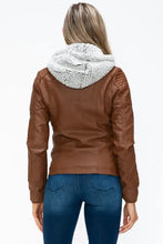 YMI Removable Faux Layered Multi-Pocket Jacket with Fuzzy Hood Woman Outerwear