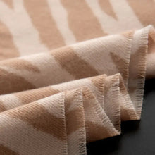 Beige animal print polyester scarf with camouflage throw blanket