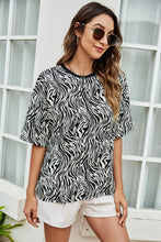Zebra Print Short Sleeve Women's T-Shirt 100 Percent Viscose Black