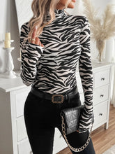 Zebra Striped Turtleneck Top for Women