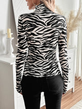 Zebra Striped Turtleneck Top for Women