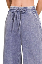 Zenana Acid Wash Fleece Palazzo Sweatpants with Pockets Woman Pants