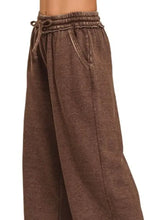 Zenana Acid Wash Fleece Palazzo Sweatpants with Pockets Woman Pants