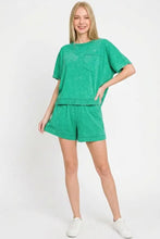 Zenana acid washed oversized top and shorts set back view