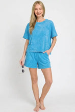 Zenana acid washed oversized top and shorts set back view