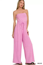 Zenana acid washed strapless tube jumpsuit in soft mauve