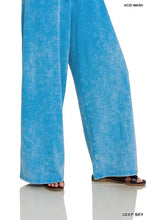 Zenana acid washed strapless tube top with deep sky acid wash wide-leg pants