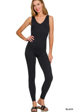 Zenana breathable seamless ribbed black sleeveless v-neck jumpsuit