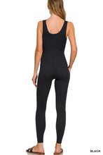 Zenana breathable seamless ribbed jumpsuit black one-piece scoop neck slim legs