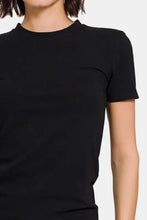 Zenana crew neck black short sleeve t-shirt for daily wear