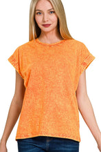 Zenana Crinkle Washed Orange Short Sleeve Tee for Women ORANGE