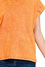 Zenana Crinkle Washed Orange Short Sleeve Tee for Women Woman T Shirts