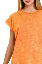 Zenana Crinkle Washed Orange Short Sleeve Tee for Women Woman T Shirts