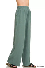 Ash jade zenana double gauze lounge pants with textured lightweight fabric and elastic waistband for comfort