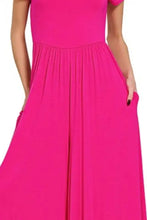 Zenana double layered short sleeve fuchsia maxi dress, machine wash cold