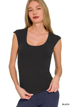Black zenana double layered sleeveless top with scoop neckline made of soft stretchy fabric for comfortable wear