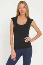 Black Zenana double layered sleeveless top with square neckline made of soft stretchy fabric