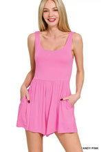 Zenana double layered tank romper in candy pink with flared skirt