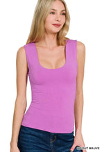 Bright mauve ribbed sleeveless double layered tank top with scoop neckline by zenana for casual wear