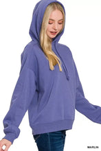 Zenana drawstring relaxed fit fleece hoodie in soft lavender with oversized fit and ribbed cuffs for comfort