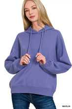 Zenana drawstring relaxed fit fleece hoodie in soft lavender with oversized relaxed fit and ribbed cuffs and hem