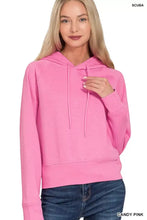 Candy pink Zenana drawstring scuba hoodie with raglan sleeves and front pocket in vibrant color and soft material