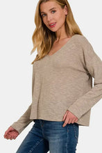 Woman in Zenana dropped shoulder long sleeve T-shirt with jeans