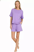 Zenana exposed seam boxy lavender cotton pajama set