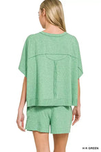 Zenana exposed seam boxy top and shorts set in mint green