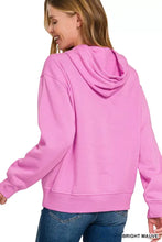 Bright mauve zenana fleece kangaroo pocket hoodie with soft relaxed fit and ribbed cuffs ideal for casual outing machine wash cold