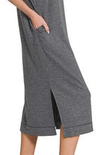 Zenana French Terry Sleeveless Round Neck Midi Dress Casual Dresses