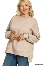 Ash mocha-colored zenana fleece boyfriends sweatshirt with pockets ribbed cuffs soft cotton ideal for pairing with ankle boots