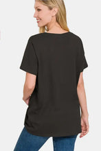 Zenana Full Size V-Neck Short Sleeve T-Shirt in dark gray