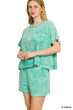Zenana halo snow washed boxy mint green loungewear set