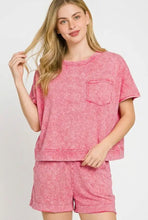Zenana halo snow washed boxy pink heathered cotton top