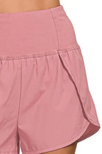 Zenana high waisted zippered pocket running shorts in dusty rose